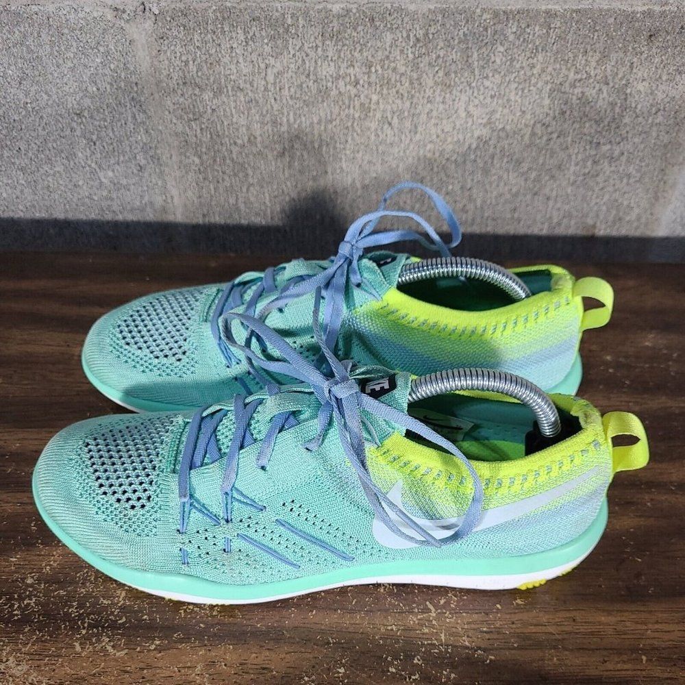 Nike Free TR Focus Flynit Running Shoes Womens Size 7.5 Green Yellow 844817-302